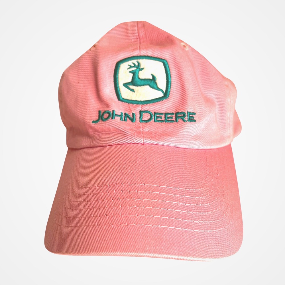 John Deere Pink Embroidered Logo Baseball Cap Adjustable Hat Women